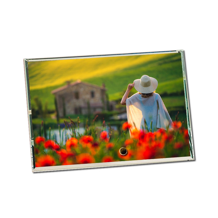 Sublimation Blank Flat Award Glass 5x7 with Brass Pin, Landscape