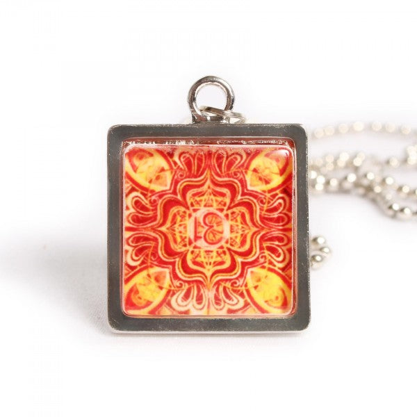 Square 3-4" Framed Crystal Pendant