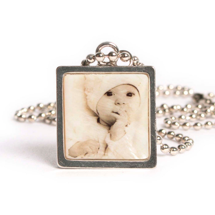 Square 1" Framed Shell Pendant