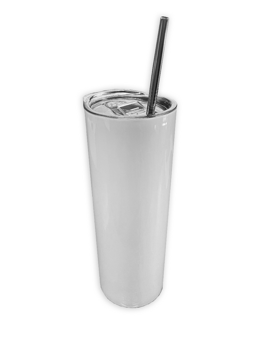 Sublimation Blank  20oz White Stainless Steel Sublimation Tumbler with Clear Lid and Metal Straw