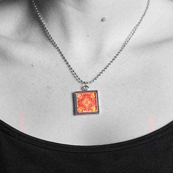 Square 3-4" Framed Crystal Pendant